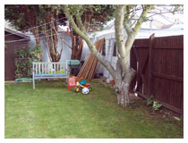 Sitting-area before design, landscaping and planting.