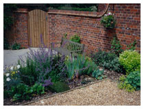 Corner of a courtyard in a country garden.